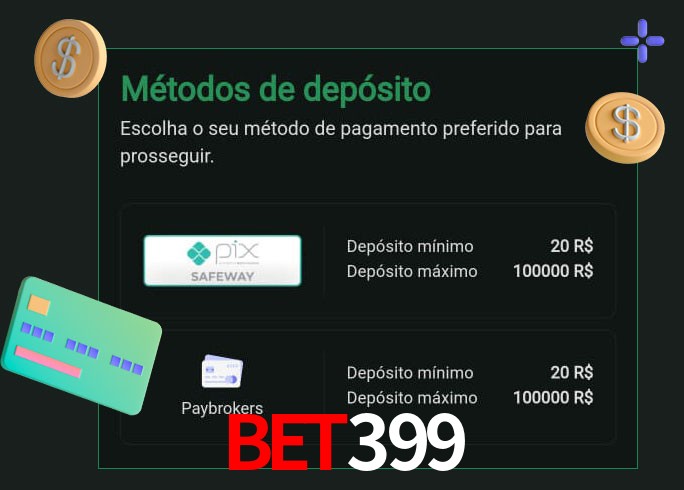 O cassino bet399 oferece uma grande variedade de métodos de pagamento